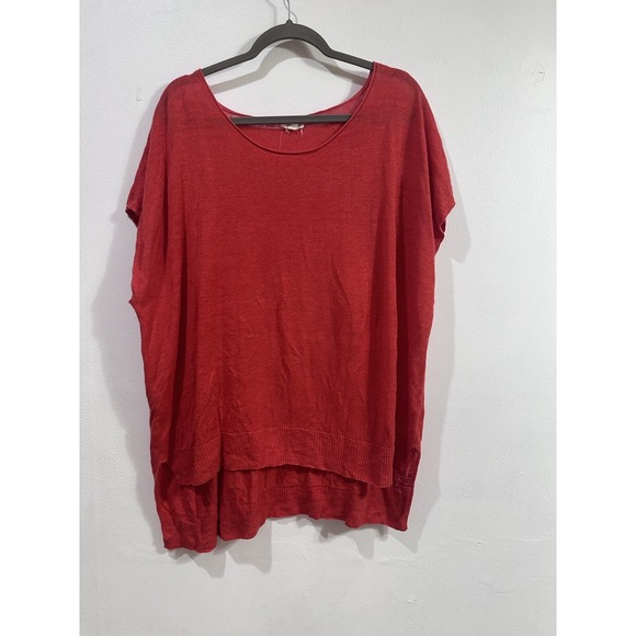 Eileen Fisher‎ Women's Orange Short Sleeve Career Boho Casual Top 100% Linen 3XL - Picture 1 of 11
